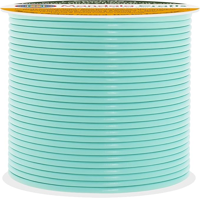 Mandala Crafts Round Genuine Mint Leather Cord for Jewelry Making – 1mm Cowhide Leather Rope String Lace for Kumihimo – 20 Yards Cowhide Craft Cording Spool