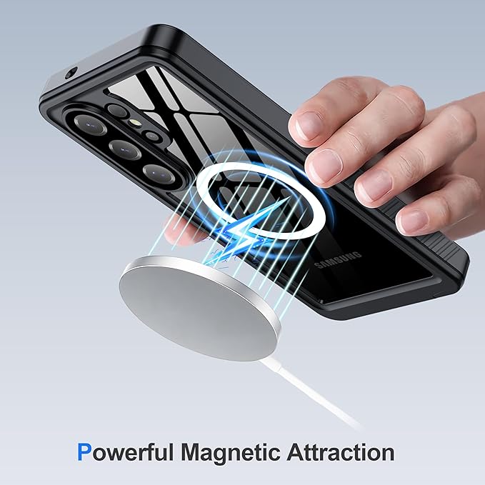 ANTSHARE IP68 Waterproof Case for Samsung Galaxy S26 Ultra [2026] - MagSafe Compatible, Built-in Screen/Lens Protector - Shockproof Full Body Protection for Swimming/Outdoor, Black/Clear