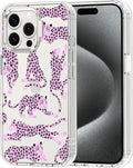MOSNOVO Case for iPhone 15 Pro Max, [Buffertech 6.6ft Military-Grade Drop Protection] [Anti Peel Off Tech] Clear TPU Bumper Phone Case Cover Design - Pink Leopard