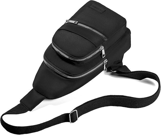 Banelu Cross Body Bag Small Sling Backpack Sling Bags Hiking Daypacks Crossbody Bags for Women Men - Silver Zipper