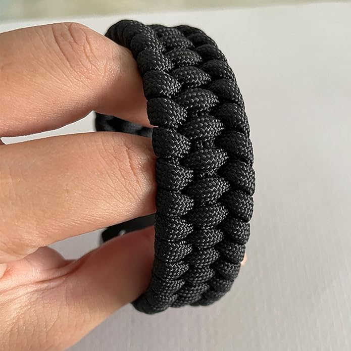 Parachute Cord Bracelets Trilobite Weaved Paracord Bracelet with Side Release Buckle 8.7 inch Black Bracelet for Men Women 1 Set