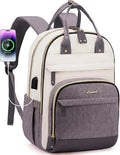 LOVEVOOK Backpack for Women,Laptop Backpack Women,Fits 15.6 Inch Laptop Bag,School Backpacks,Fashion Travel Work Anti-theft Bag,Waterproof Business Computer College Backpack Purse,Beige-Grey-Grey