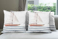 Ambesonne Nautical Throw Pillow Cushion Case Pack of 4, Let Your Dreams Sail Words with Boat in Waves Motivation Lifestyle Print, Modern Accent Double-Sided Digital Printing, 18", Cinnamon Blue