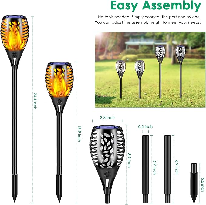 TomCare 8 Pack Outdoor Solar Lights Flickering Flames Torch Decorative Garden Lights Solar Powered Waterproof Lighting for Garden Patio Yard Landscape