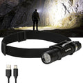 Rugtol Headlamp, USB C Rechargeable Battery Powered Head Lamp LED Flashlight with Clip Magnetic Base, 1000 Lumens Zoomable Aluminum Headlamp IPX4 Waterproof for Hard Hat Working Running Hiking