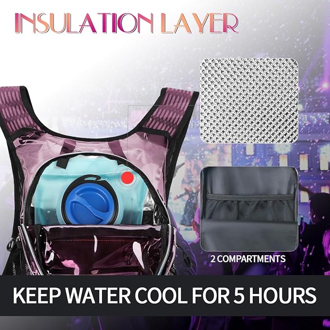 Hydration Pack, Water Backpack with 3L Hydration Bladder Lightweight Insulation, Festival Essential, Rave Hydration Backpack, Hydropack Backpack for Rave, Hiking, Biking, Festival Gear