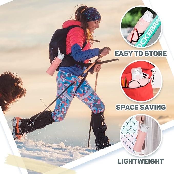 Kemier Collapsible Silicone Water Bottles-750ML,Medical Grade,BPA Free Travel Water Bottle Can Roll Up,26oz,Leak Proof Foldable Sports & Outdoor Water Bottles