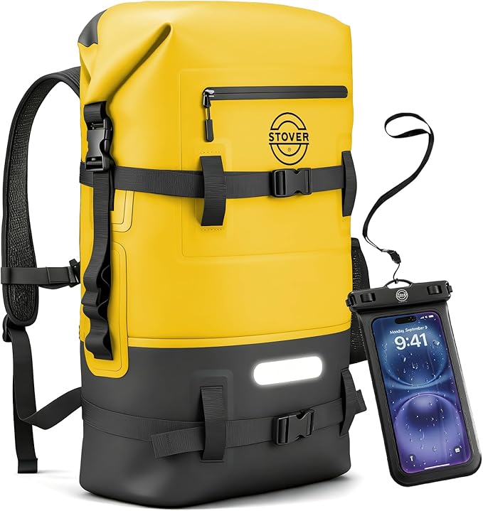 STOVER 5/10/25/30/40/55L Waterproof Dry Bag- Roll-Top Backpack w/Phone Case- Kayaking, Hiking, Camping, Boating- Men/Women