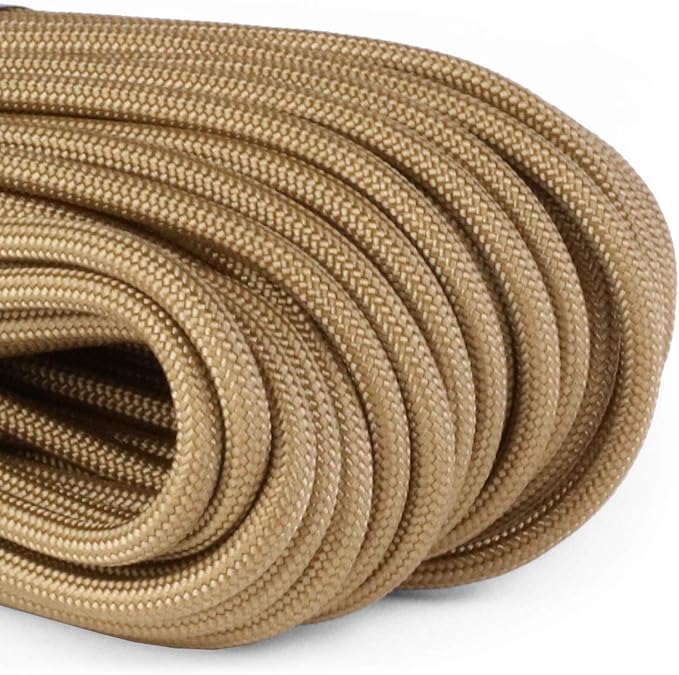 Atwood Rope MFG 550 Paracord 100 Feet 7-Strand Core Nylon Parachute Cord Outside Survival Gear Made in USA | Lanyards, Bracelets, Handle Wraps, Keychain (Tan)