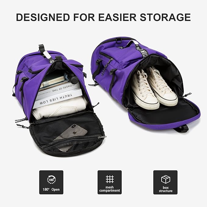 Gym Duffle Bag Waterproof black Laptop Backpack Suitable for Hiking, Fishing, Travel 40L Large Capacity Trendy Cool Lightweight Backpack for Men and Women