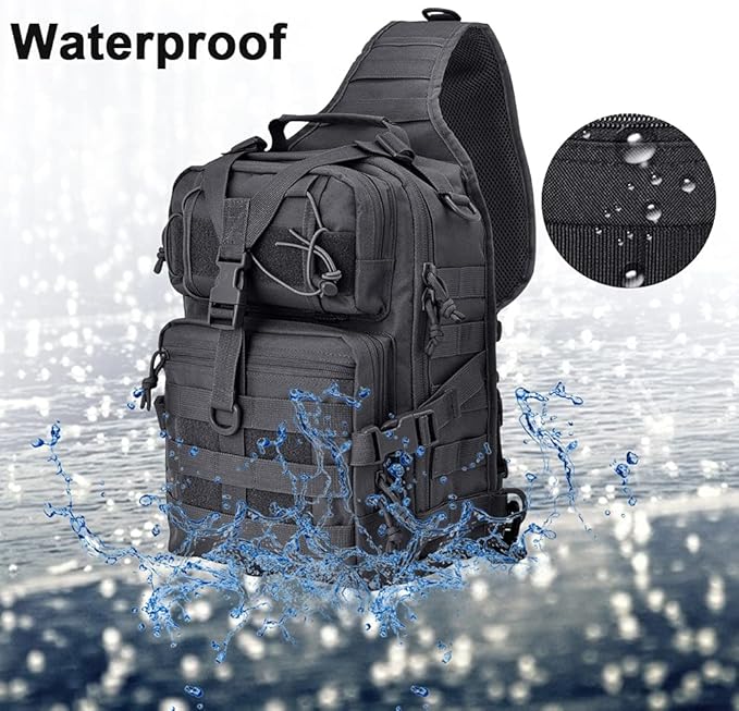 hopopower Tactical Sling Bag, Sport Bag Military Rover Shoulder Backpack EDC Assault Range Bag, Chest Pack Handbag Waterproof
