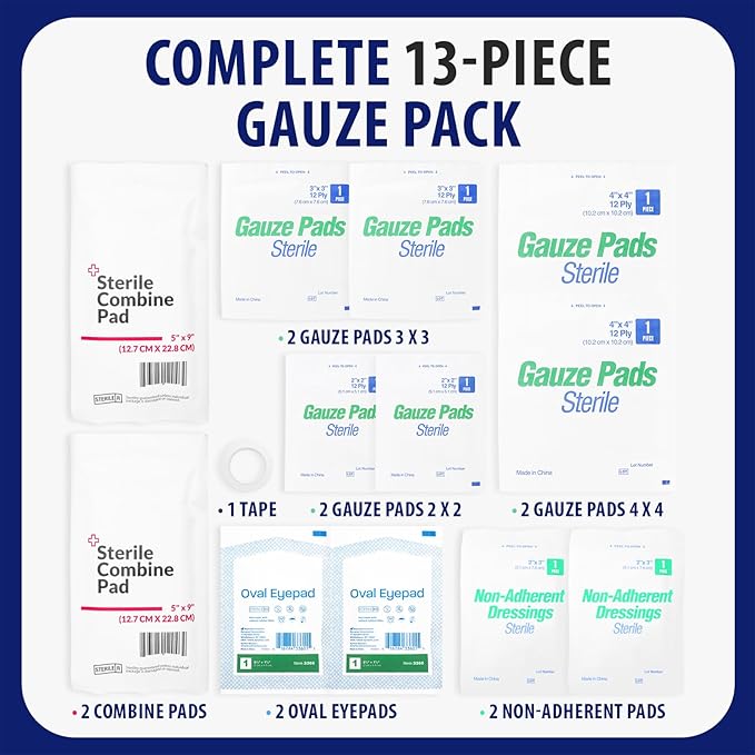 MFASCO First Aid Kit Refill Supplies Gauze Pack Refill