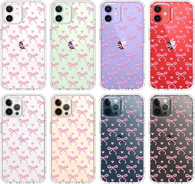 MOSNOVO Case for iPhone 12 & iPhone 12 Pro, [Buffertech 6.6ft Military-Grade Drop Protection] [Anti Peel Off Tech] Clear TPU Bumper Phone Case Cover Design - Bowtiful Love