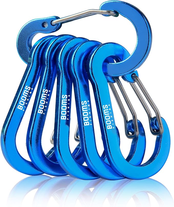 Booms Fishing CC1 Multi-Use Carabiner Clip, 6 Pack Small Caribeener Clips, Mini Keychain Caribeaner Clip 2 inch, Aluminum D Ring Carabiners, Multi-colored
