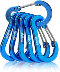 Booms Fishing CC1 Multi-Use Carabiner Clip, 6 Pack Small Caribeener Clips, Mini Keychain Caribeaner Clip 2 inch, Aluminum D Ring Carabiners, Multi-colored