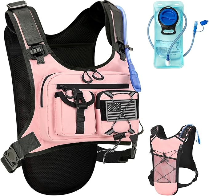 Criuage USA Original Patent Running Hydration Vest Backpack, Lightweight Chest Pack with 2.0L Water Bladder Bag Daypack for Hiking Running Cycling Race Marathon for Women Men