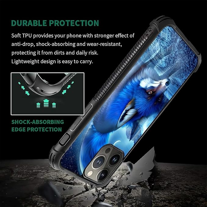 for iPhone 16 Pro Max Case, Snowy Mountain Fox Lake Pattern Graphic Design Girl Boy Soft Silicone Hard Acrylic Shock Protection for iPhone 16 Pro Max