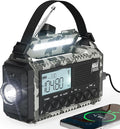 Mesqool Emergency Radio AM/FM/SW/NOAA Weather Radio, 12000 Battery Powered Rechargeable Hand Crank Solar Radio Flashlight Cell Phone Charger, SOS, Including Type-C Adapter Cord