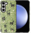 for Samsung Galaxy S23 Plus Case,HL2 Grass Cat Hybrid 2 Layer Hard Shell Silicone Protective Pattern Design Case