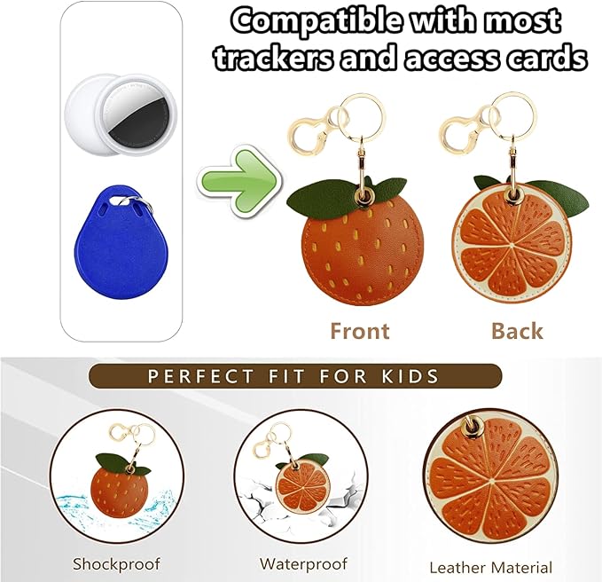 Leather Keychain Holder Case Compatible with AirTag,Cute air tag Cover with Keychain Ring,GPS Tracker Case for Keys
