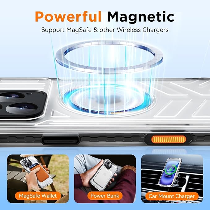 WIFORT for iPhone 16 Pro Max Waterproof Case, [IP68 Underwater] [Blue Light Filter Lens] [15FT Military Shockproof], Fit for Magsafe Full Body Magnetic Frosted Phone Case with Lanyard, 6.9" Black
