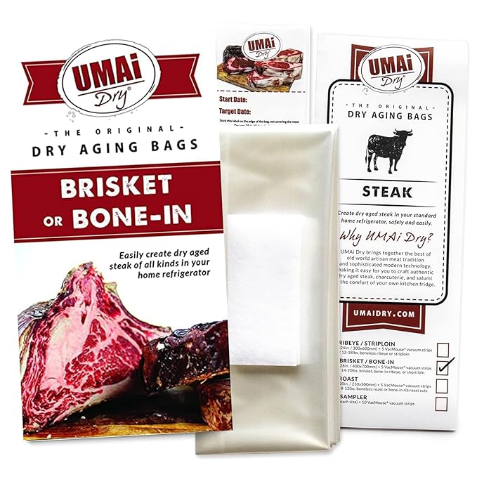 UMAi Dry Aging Bag for Steaks, Pack of 3, Dry Age Bags for Meat, Brisket or Bone-In up to 14-20 lbs, Home Steak Ager Refrigerator Bags, No Vacuum Sealer Needed, Tender Aged Beef in 28-45 Days