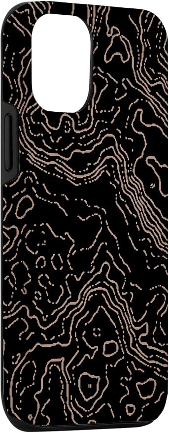 Topography Black & Brown Abstract Pattern Topographic Map Case for iPhone 12/12 Pro