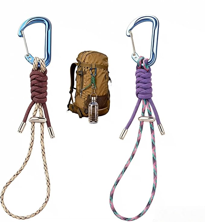 2-Pack Paracord Lanyard with Aluminum Carabiner Clip -Heavy-Duty Survival Keychain for Outdoor Camping Hiking, Emergency Rope
