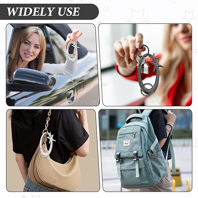 2PCS Star Carabiner, Shiny Y2K Cute Carabiner, Cool, Simple Alloy Material, Suitable for Men and Women, Suitable for Wallet and Gift