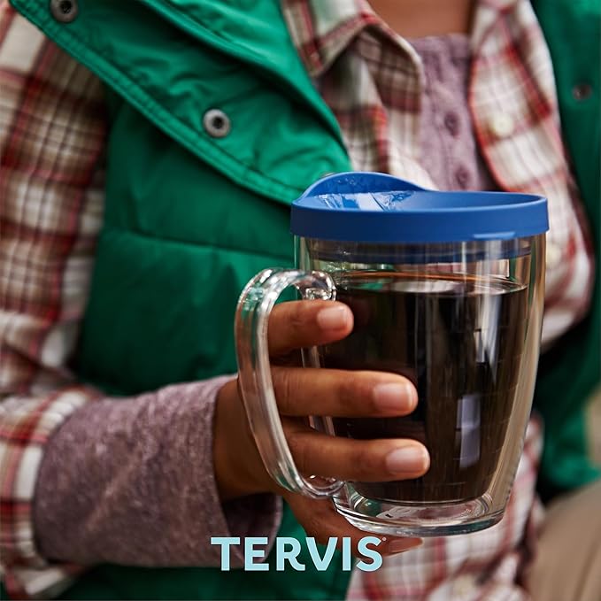 Tervis Clear & Colorful Tabletop Made in USA Double Walled Insulated Tumbler Travel Cup Keeps Drinks Cold & Hot, 16oz Mug, Blue Moon
