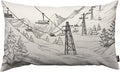 TKS MITLAN Mountain Ski Lift Pillow Cover 12x20 inch Sketch White Wintertime Snow Landscape Resort Rustic Linen Throw Pillow Covers 12x20 Inch for Sofa Couch Decoration