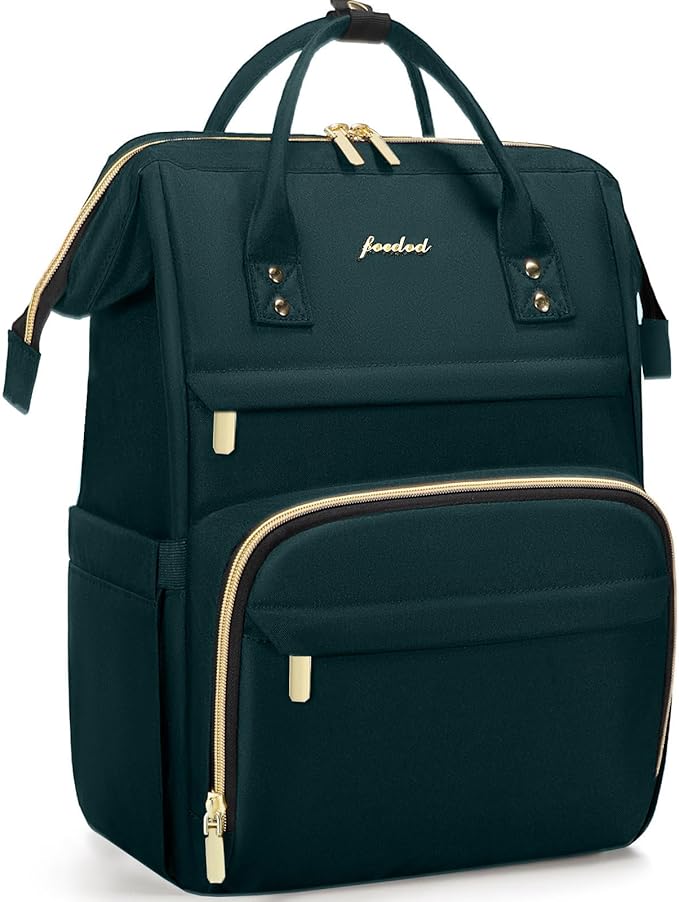 Focdod Laptop Backpack for Women Work Bags - 15.6 Inch Professional Womens Travel Backpack Purse Computer Laptop Bag Nurse Teacher Backpack Waterproof Carry on Back Pack Dark Green