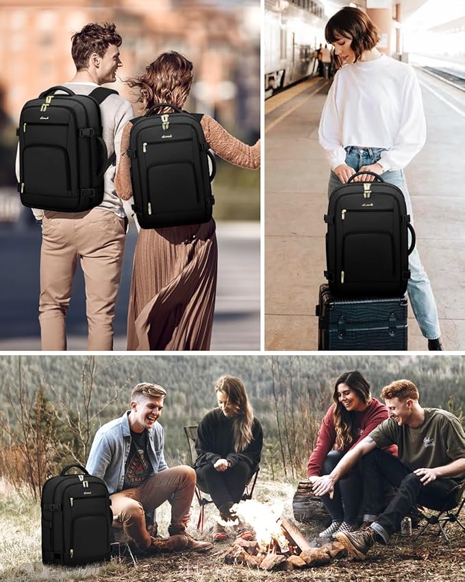 LOVEVOOK Carry On Travel Backpack For Women Flight Approved, 50L Personal Item Backpack Flight Approved, TSA Travel Bag Fit 18 Inch Laptop, Business Weekender Overnight Waterproof Daypack with 3 Cubes