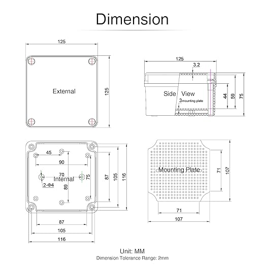 QILIPSU Outdoor Junction Box IP67 Waterproof Project Box ABS Plastic Weatherproof Electrical Enclosure Gray Cover (4.9"x4.9"x3")
