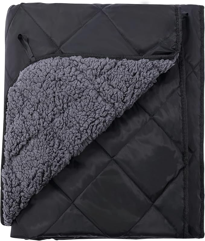 REDCAMP Waterproof Stadium Blanket with Sherpa Lining, Cold Weather Car Blanket Windproof for Outdoor Camping, Machine Washable (50"x 59")