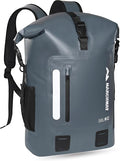MARCHWAY Roll Top Waterproof Backpack, Floating Dry Bag 20L/30L/45L with Ergonomic Rectangular Base, Cushioned Back, Hip Strap for Hiking Camping Kayaking Travel (Grey, 45L)