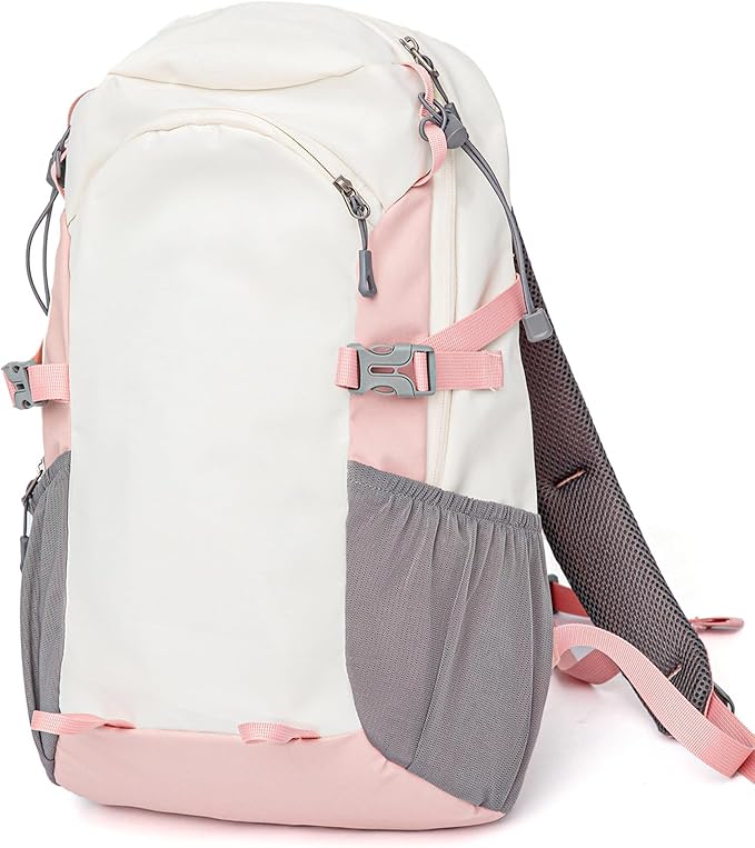 Small Hiking Backpack with Chest Strap for Women, 20L Lightweight Waterproof Travel Backpack with Padded Straps, Durable Cute Casual Hiking Daypack for Traveling Camping, Pink