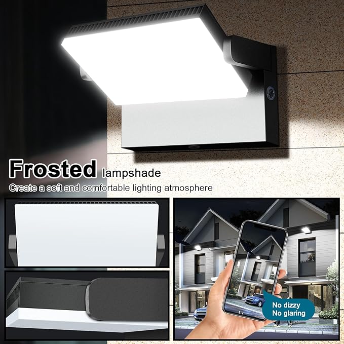 Modern Sleek LED Flood Light, 360° Rotatable 120W Commercial Wall Pack with Dusk to Dawn, 18000LM 5000K Waterproof Outdoor Lighting for Yard, Driveway, Car Lot, Building