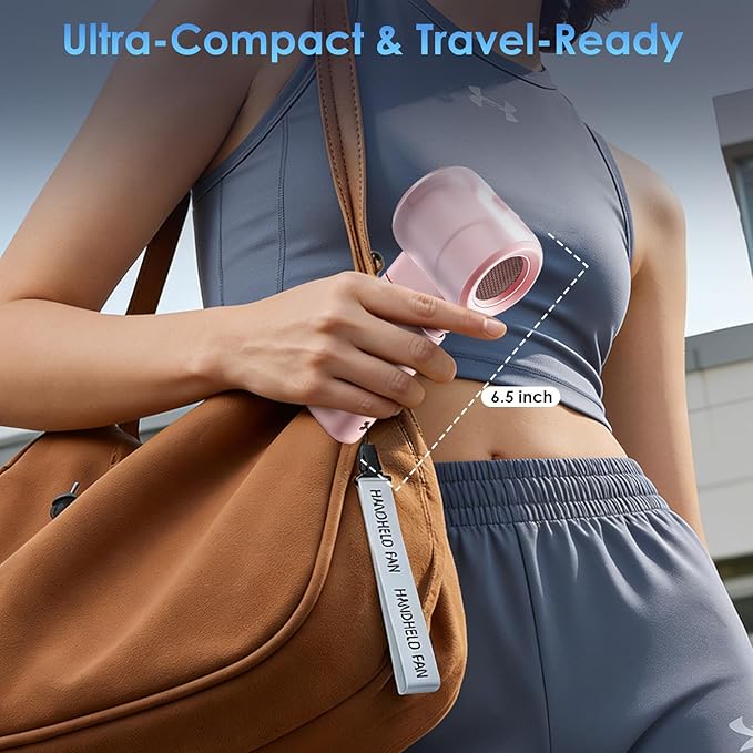 Portable Misting Fan Handheld Powerful Turbo Fan, 100 Speeds, 6000mAh Rechargeable Battery, LED Display, Spray Mist Personal Mini Fan for Travel, Beach, Outdoor Camping (LightPink)