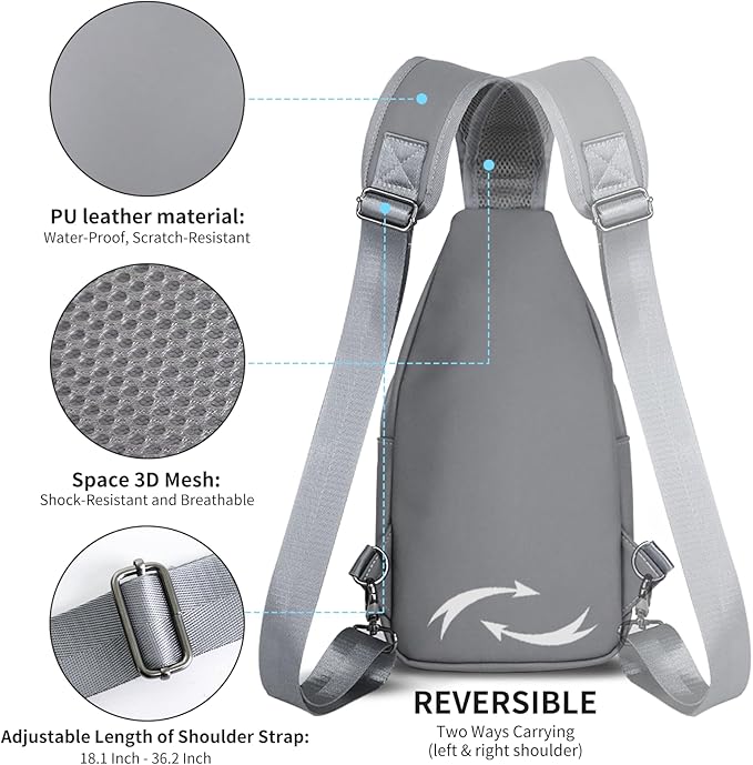AMJ Crossbody Sling Bag Men Women, Casual Shoulder Backpack, Chest Daypack Satchel for Hiking Travel