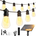 Minetom 202FT Solar String Lights Outdoor Waterproof, 65 LED S14 Shatterproof Bulb, Patio Lights with Remote Type-C Port Timable, 3 Light Modes Dimmable Solar String Lights for Outside, Yard, Camping