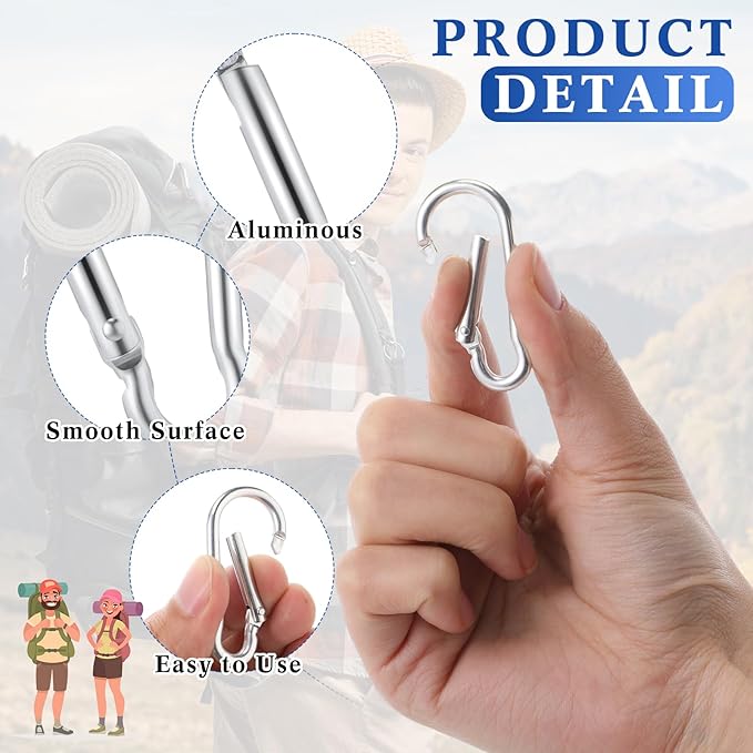 Yaocom 300 Pcs 2" Carabiner Bulk Small Carabiner Clip for Keys Spring Snap Hooks Aluminum Alloy Keychain Clip for Hanging Camping Backpacking Hiking Traveling Fishing Outdoor