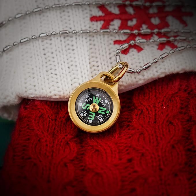 MecArmy Mini Titanium/Brass Compass, Waterproof IPX5 Pocket Compass for Hiking & Survival, Keychain & Necklace Gifts for Men & Women, Ideal Graduation & Outdoor Adventure Present