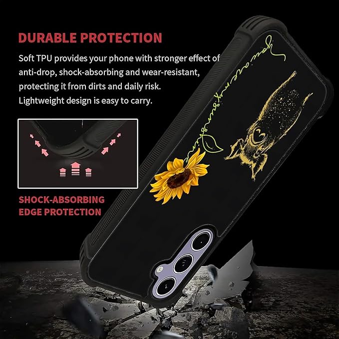for Samsung Galaxy S24 S25 Case, Pig Sunflower Yellow Sunshine Pattern Graphic Design Girl Boy Soft Silicone Hard Acrylic Shock Protection for Samsung Galaxy S24 S25