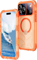 WIFORT for iPhone 17 Pro Max Waterproof Case, [Fit for Magsafe] with Sapphire Lens & Screen Protector, IP68 Full Body 15FT Military Shockproof, Magnetic Frosted Phone Cover with Lanyard, 6.9" Orange