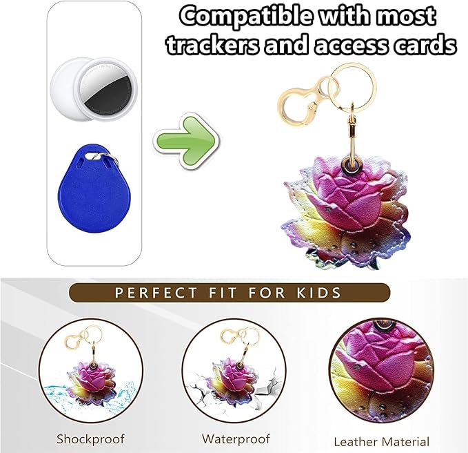 Leather Keychain Holder Case Compatible with AirTag,Cute air tag Cover with Keychain Ring,GPS Tracker Case for Keys