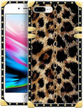 Compatible with iPhone 8 Plus 7 Plus Case, Seamless Gold Chain Leopard Luxury Golden Decoration for Girl Women Soft TPU Shockproof Protective Hard PC Back for iPhone 8 Plus 7 Plus