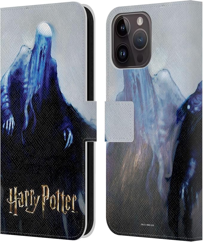 Head Case Designs Officially Licensed Harry Potter Dementor Prisoner of Azkaban II Leather Wallet Case Compatible with Apple iPhone 15 Pro Max