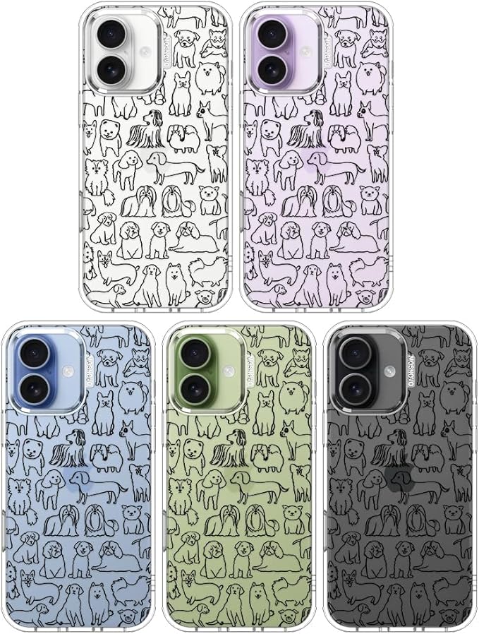 MOSNOVO for iPhone 17 Case | Military Grade 6.6ft Drop Tested | Camera Control | Clear with Doodle Dog Design