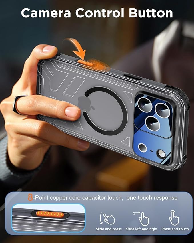 for iPhone 17 Pro Waterproof Case with Magsafe, Built-in [Camera & Screen Protector] [Lanyard], IP68 Water Proof Full Body Dustproof Heavy Duty Frosted Protective Phone Cover, 6.3" Black